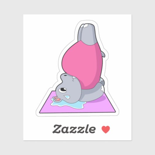Hippo in der Yoga-Fitness Aufkleber (Blatt)