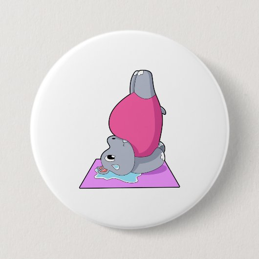 Hippo in der Yoga-Fitness Button (Vorderseite)