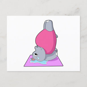 Hippo in der Yoga-Fitness Postkarte