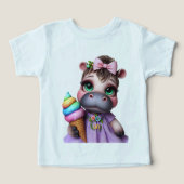 Hippo in einem Lilac Kleid mit Eiscreme (Design Vorderseite)