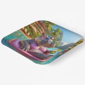 Hippo in einem Pool mit Cocktailgetränk Pappteller (Gewinkelt)