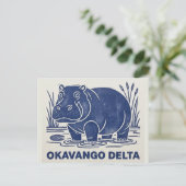 Hippo in Okavango Delta Botswana Postkarte (Stehend Vorderseite)