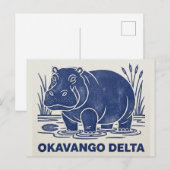 Hippo in Okavango Delta Botswana Postkarte (Vorne/Hinten)