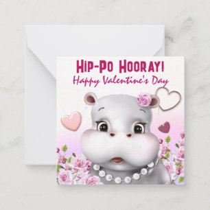 Hippo in Pearls Pink Blumenstube Liebe Mitteilungskarte