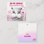Hippo in Pearls Pink Blumenstube Liebe Mitteilungskarte (Vorne/Hinten)