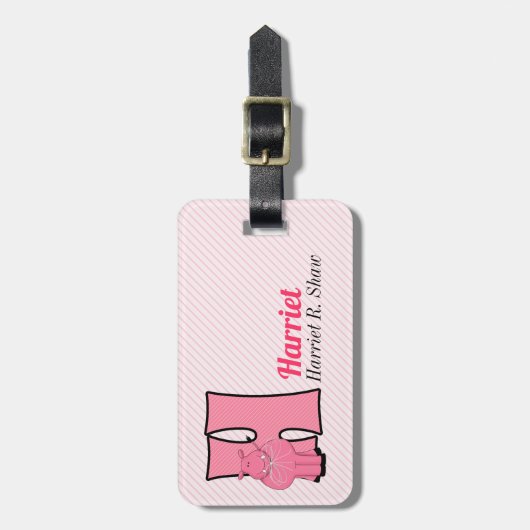 Hippo in Pink für Mädchen Letter H Monogram Gepäckanhänger (Vorderseite vertikal)