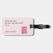 Hippo in Pink für Mädchen Letter H Monogram Gepäckanhänger (Rückseite horizontal)
