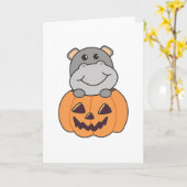 Hippo In Pumpkin Sweet Hippos Happy Halloween Karte (Gelbe Blume)