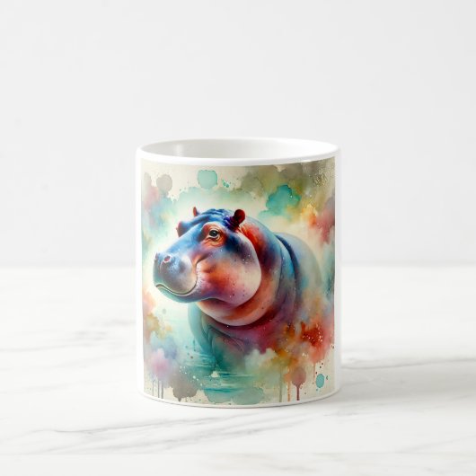 Hippo in serenity 220924AREF119 - Watercolor Kaffeetasse (Mittel)