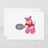 Hippo in Tennis mit Tennisschläger Postkarte (Vorne/Hinten)