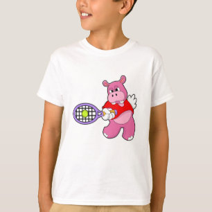 Hippo in Tennis mit Tennisschläger T-Shirt