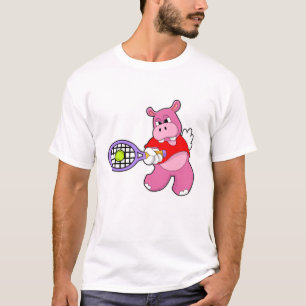 Hippo in Tennis mit Tennisschläger T-Shirt