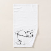 Hippo in the Bath Fun Illustration Black Badhandtuch Set (Handtuch)