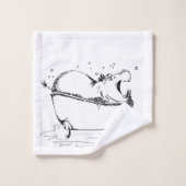 Hippo in the Bath Fun Illustration Black Badhandtuch Set (Waschlappen)