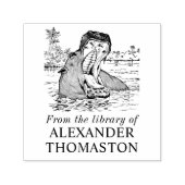 Hippo in Water Jaws Wide Open Library Book Name Permastempel (Design)