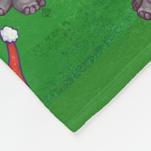 Hippo in Weihnachtsmannmütze Muster auf Grün Fleecedecke (Ecke)