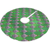 Hippo in Weihnachtsmannmütze Muster auf Grün Polyester Weihnachtsbaumdecke (Schrägansicht)