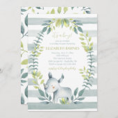 Hippo Jungle Animals Kinderdusche Einladung (Vorne/Hinten)