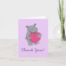 Hippo Kid Cute Thank You Stationary Cards