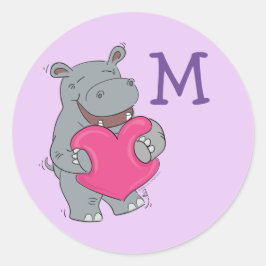 Hippo Kid Niedlich Valentine Name Umschlag Aufkleb Runder Aufkleber