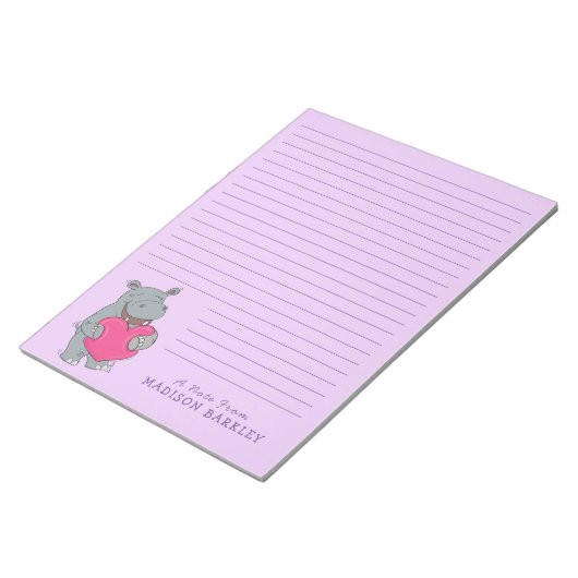 Hippo Kid Niedlich Valentine's Day Stationary Note Notizblock (angewinkelt)