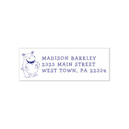 Hippo Kid's Cute Valentine's Return Address Stamp Permastempel
