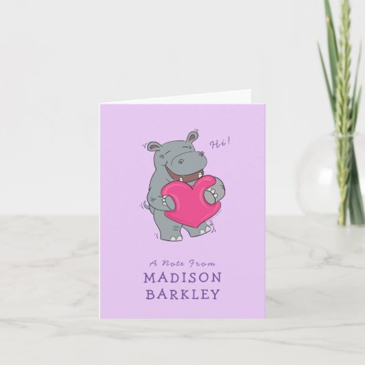 Hippo Kid's Niedliche Valentine Stationary Cards (Vorderseite)