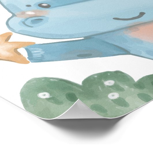 Hippo Kinderzimmer Poster Animal Kids Room Deco (Ecke)