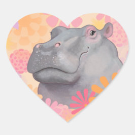 Hippo-Liebe Herz-Aufkleber