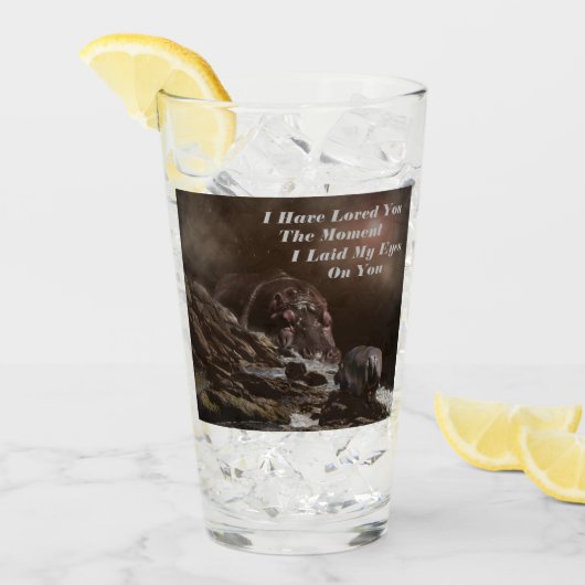 Hippo Liebe Notes, Birthday Drink Glass Glas (Vorderseite Ice)