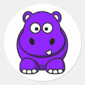 Hippo Lila Runder Aufkleber (Vorderseite)