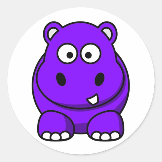 Hippo Lila Runder Aufkleber (Vorderseite)