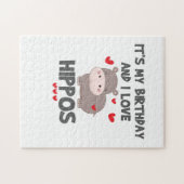 Hippo Lover It's My Birthday and I Love Hippos Puzzle (Horizontal)