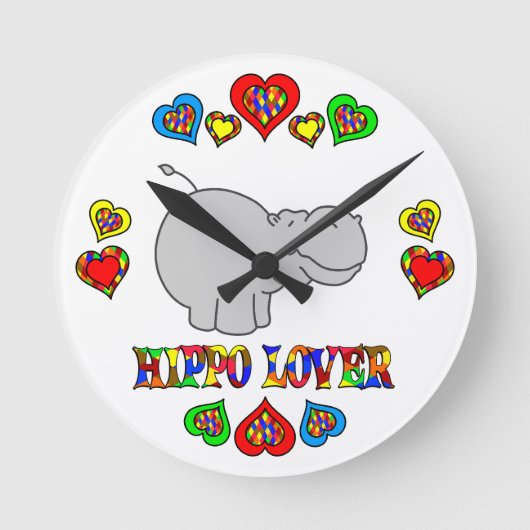 Hippo Lover Runde Wanduhr (Vorderseite)