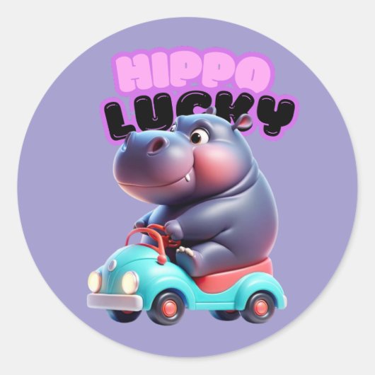 Hippo Lucky Sticker (Vorderseite)