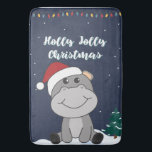Hippo Merry Christmas Winter Animals Hippos Bath M Badematte<br><div class="desc">The hippo to softness with fair lights. Funny animals with gifts and snow to the holidays. Also funny for Christmas in July. Hippos are sweet animals and perfect for Christmas.</div>