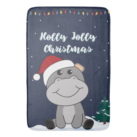 Hippo Merry Christmas Winter Animals Hippos Bath M Badematte (Vorderseite Vertikal)