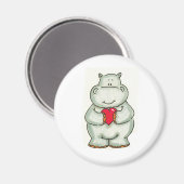 Hippo mit Herz Magnet (Vorderseite/Rückseite)