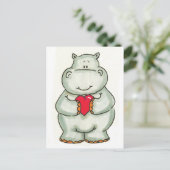 Hippo mit Herz Postkarte (Stehend Vorderseite)