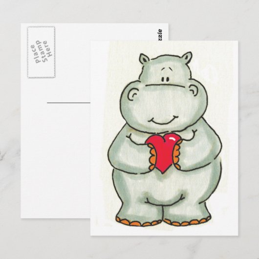 Hippo mit Herz Postkarte (Vorne/Hinten)