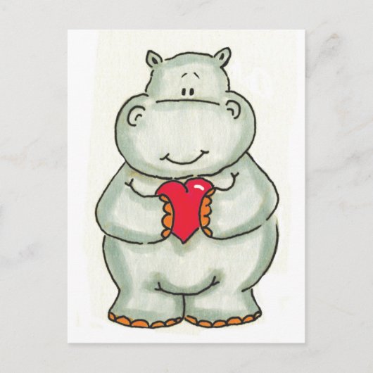 Hippo mit Herz Postkarte (Vorderseite)