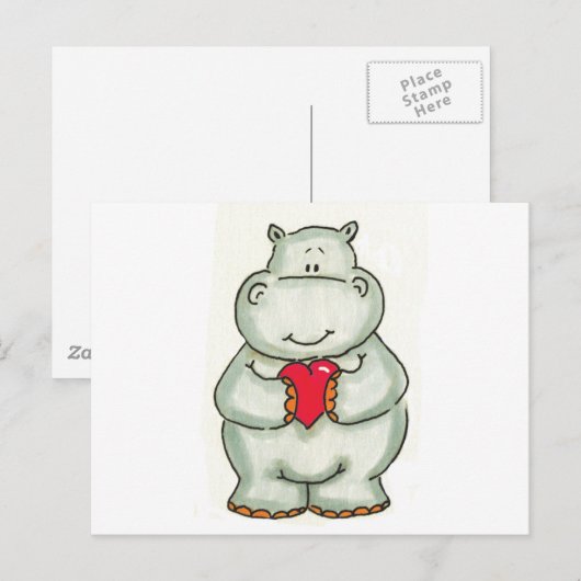 Hippo mit Herz Postkarte (Vorne/Hinten)