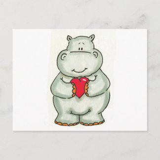 Hippo mit Herz Postkarte