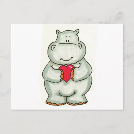 Hippo mit Herz Postkarte (Vorderseite)