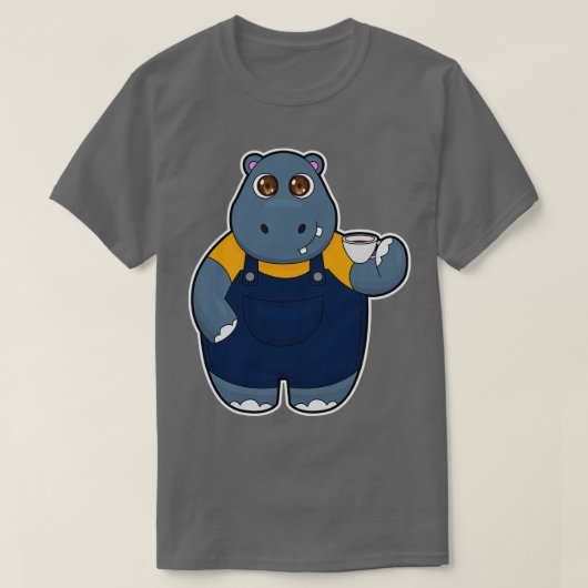 Hippo mit Kaffee-Cup 1 T-Shirt (Design vorne)