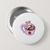 Hippo mit Kaffee-Cup Button (Vorne & Hinten)