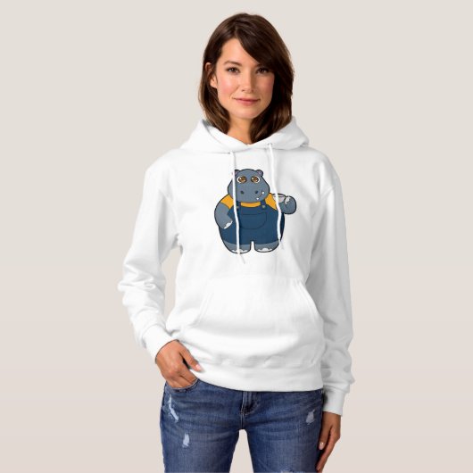 Hippo mit Kaffee-Cup Hoodie (Vorne ganz)