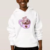 Hippo mit Kaffee-Cup Hoodie (Vorderseite)