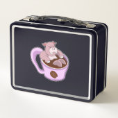 Hippo mit Kaffee-Cup Metall Brotdose (Rückseite)