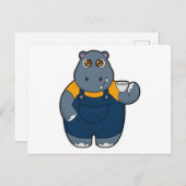 Hippo mit Kaffee-Cup Postkarte (Vorne/Hinten)